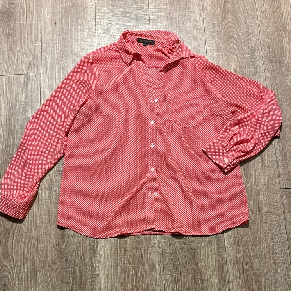 The Limited Outback Red Salmon Polkadot Patterned Button-Up Shirt. size XL